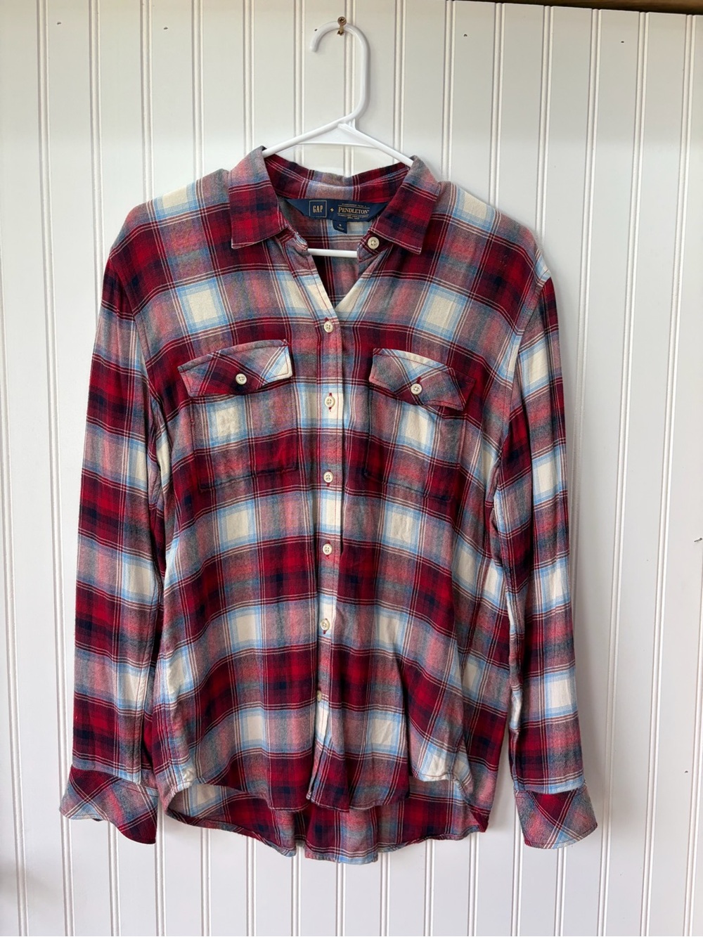 GAP + Pendleton collab Plaid Button-Up Shirt - Red & Cream